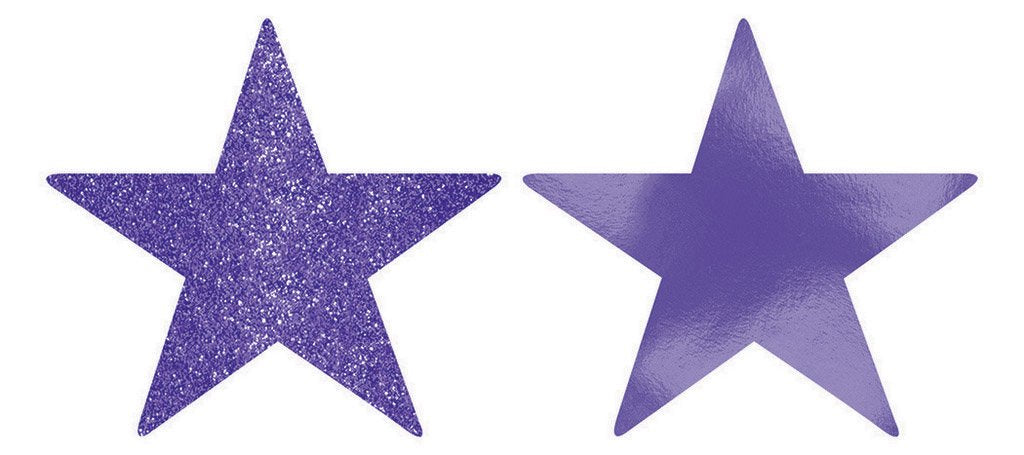 Solid Star Cutouts Foil & Glitter Assorted Colours Pk 5