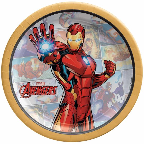Marvel Avengers Powers Unite Iron Man 17cm Round Paper Plates Pk/8