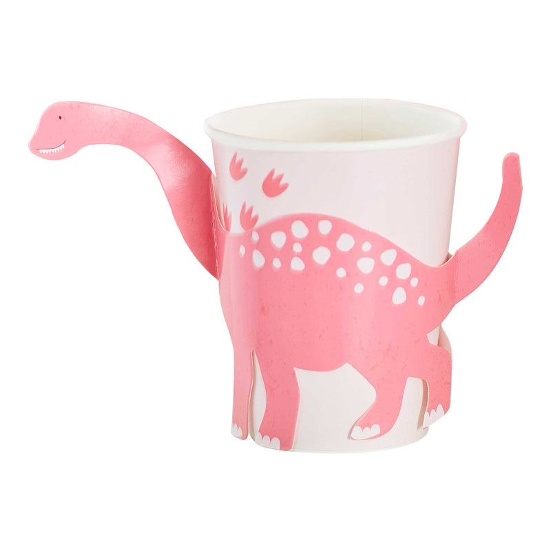 Dino Pink 9oz/266ml Paper Cups Pop Out Dinosaur Pk 8