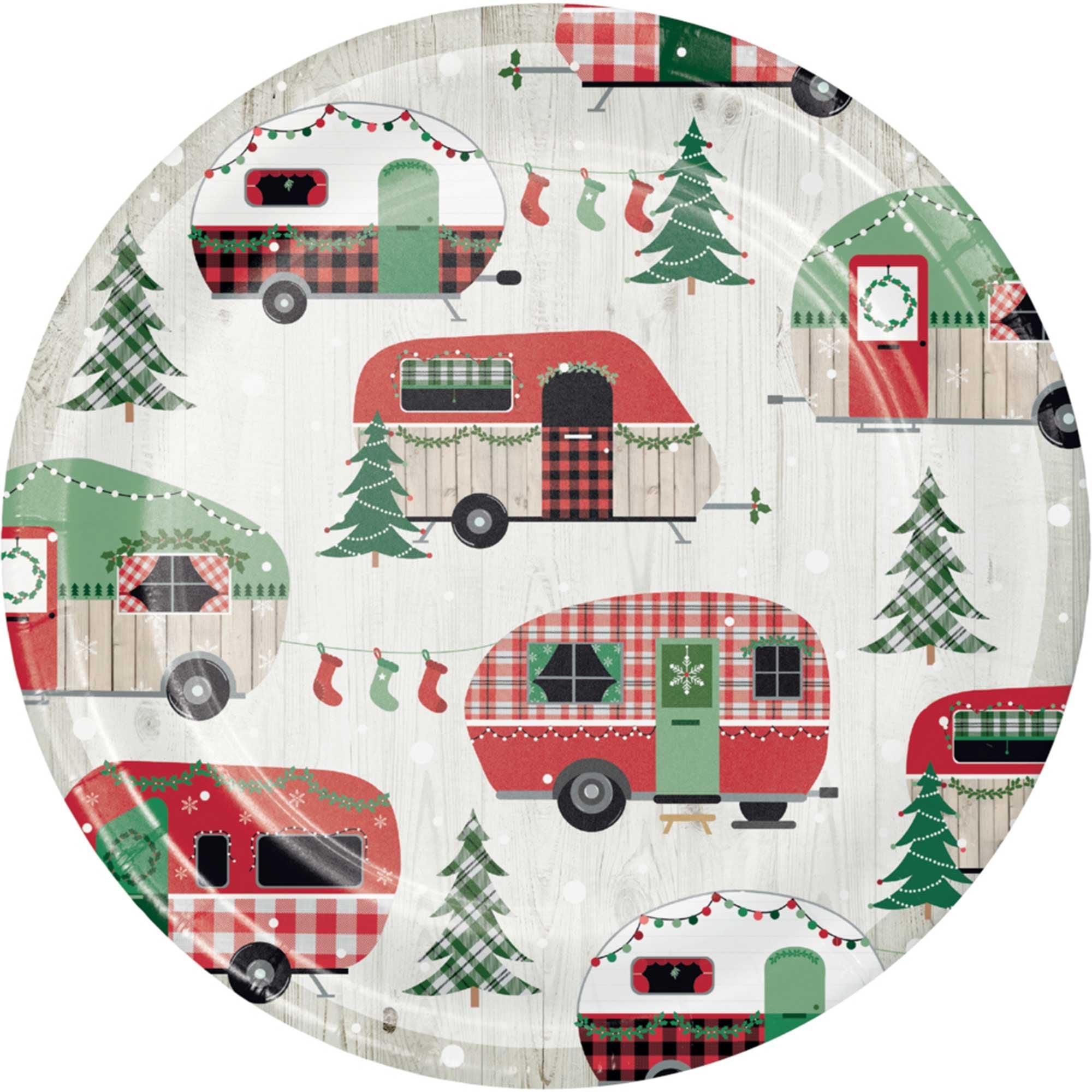 Christmas Campers Lunch Plates Paper 18cm Pk/8