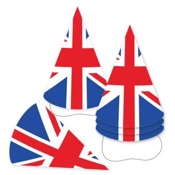 Patriotic British Flag Cone Hats Paper 17cm Pk/6
