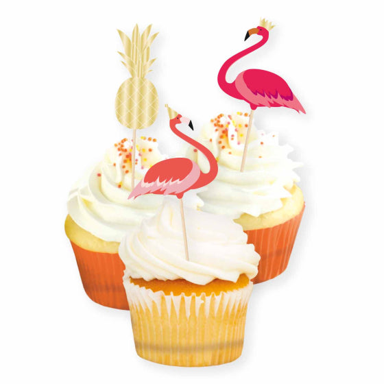 Flamingo & Pineapples Cake Picks Pk/12