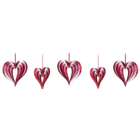 Hearts Hanging Decorations Red & Pink Pk/5