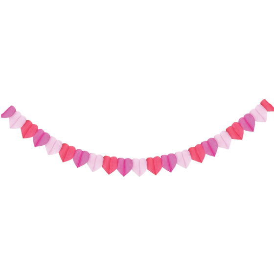 Hearts Tissue Paper Banner Pinks 3m