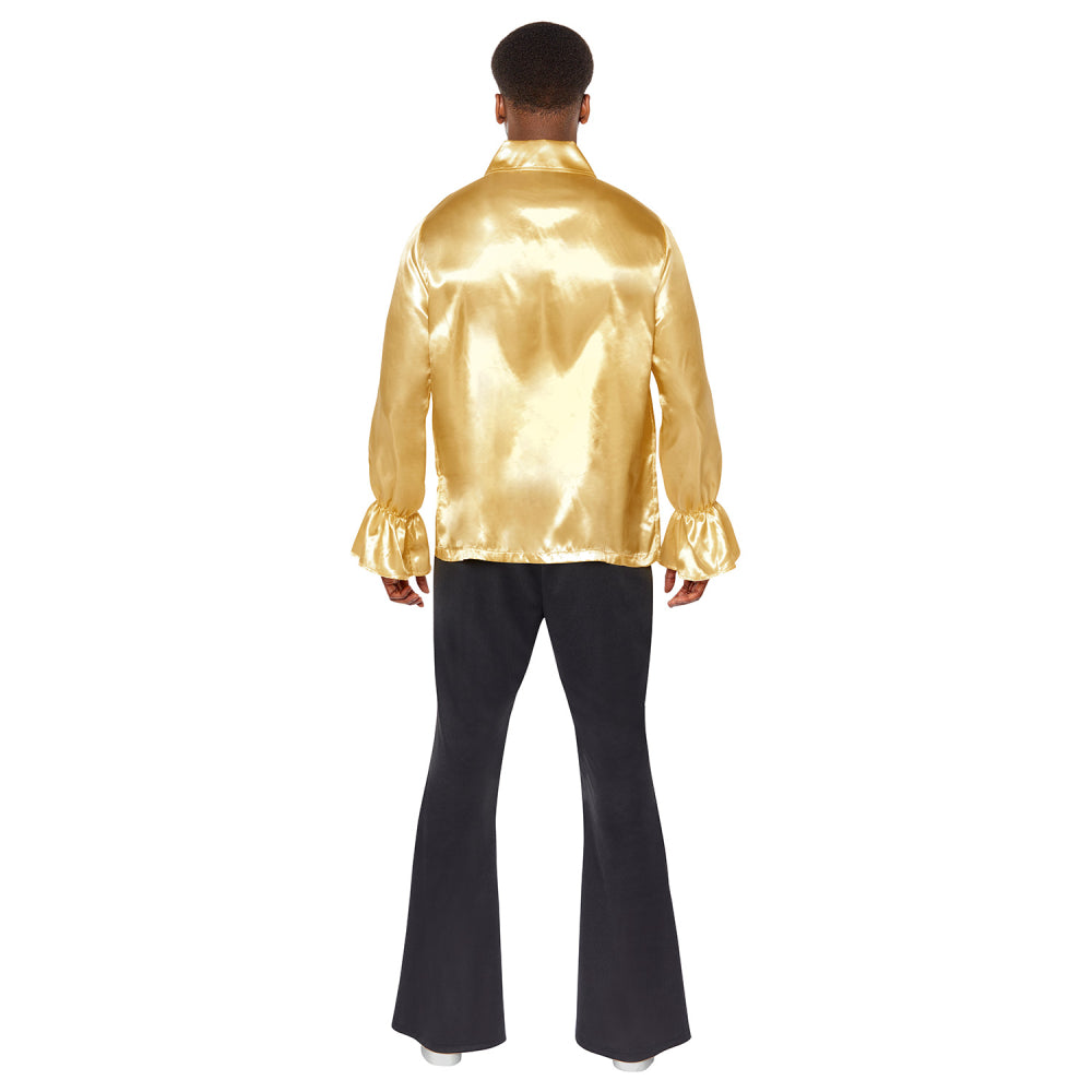 Costume Satin Ruffle Shirt Gold Mens Size Large
