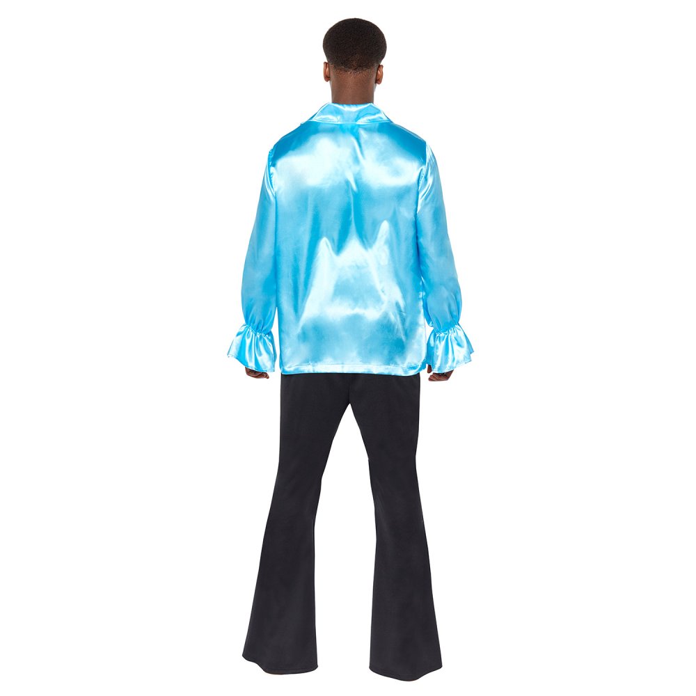 Costume Satin Ruffle Shirt Blue Mens Size X-Large