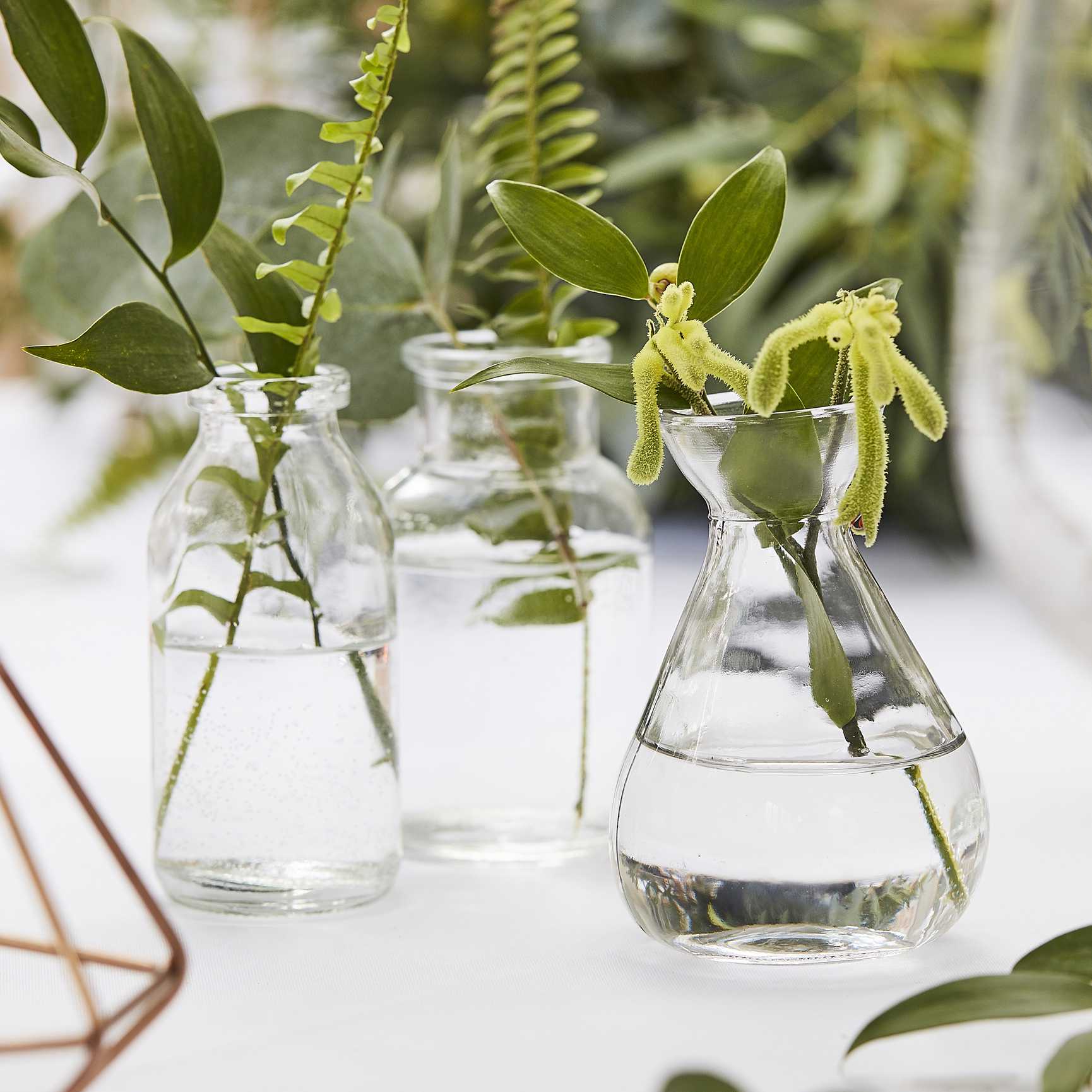 Botanical Wedding Decorations Glass Bottle Set Pk/3 Ginger Ray