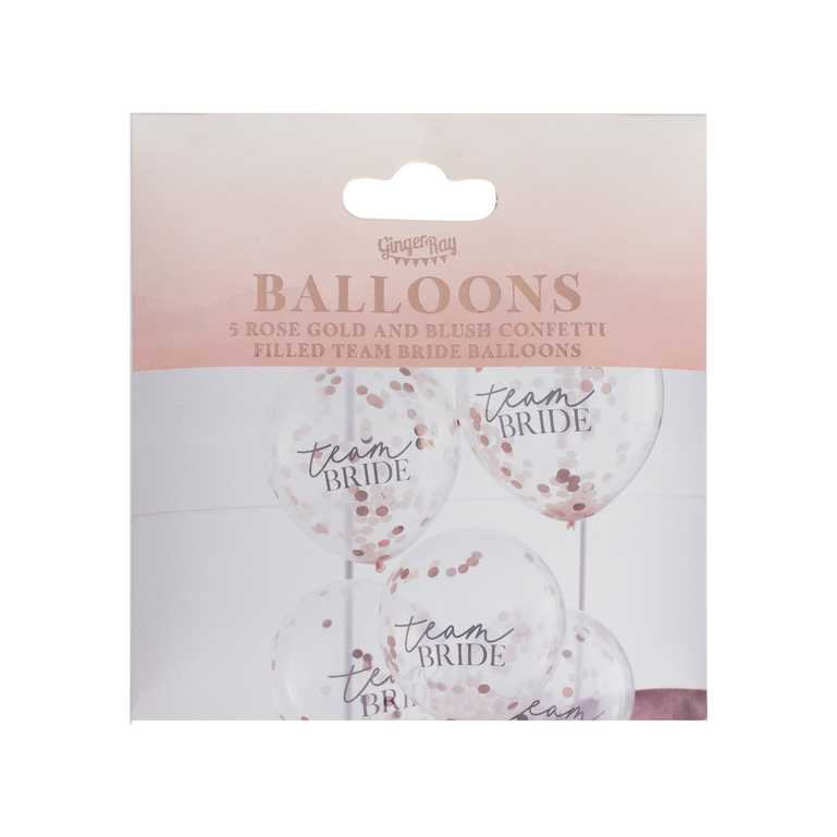 Confetti Filled Team Bride Hens Party Balloons Pk/5