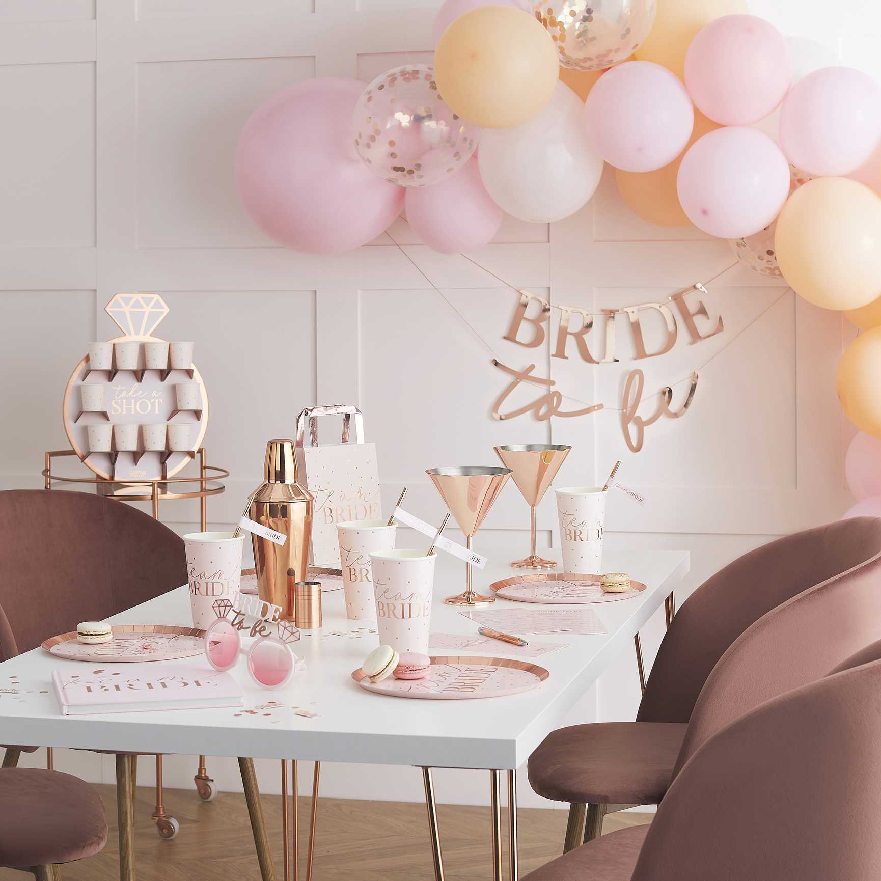 Hen Party Rose Gold Foiled & Blush Cut Out Prosecco Wall