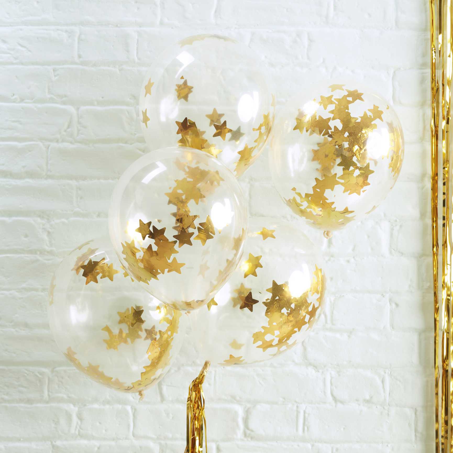 Gold Star Confetti Balloons Pk/5