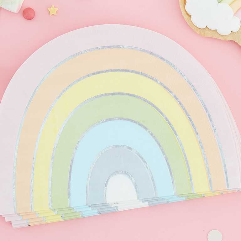 Pastel & Iridescent Rainbow Napkins Pk/16 Ginger Ray