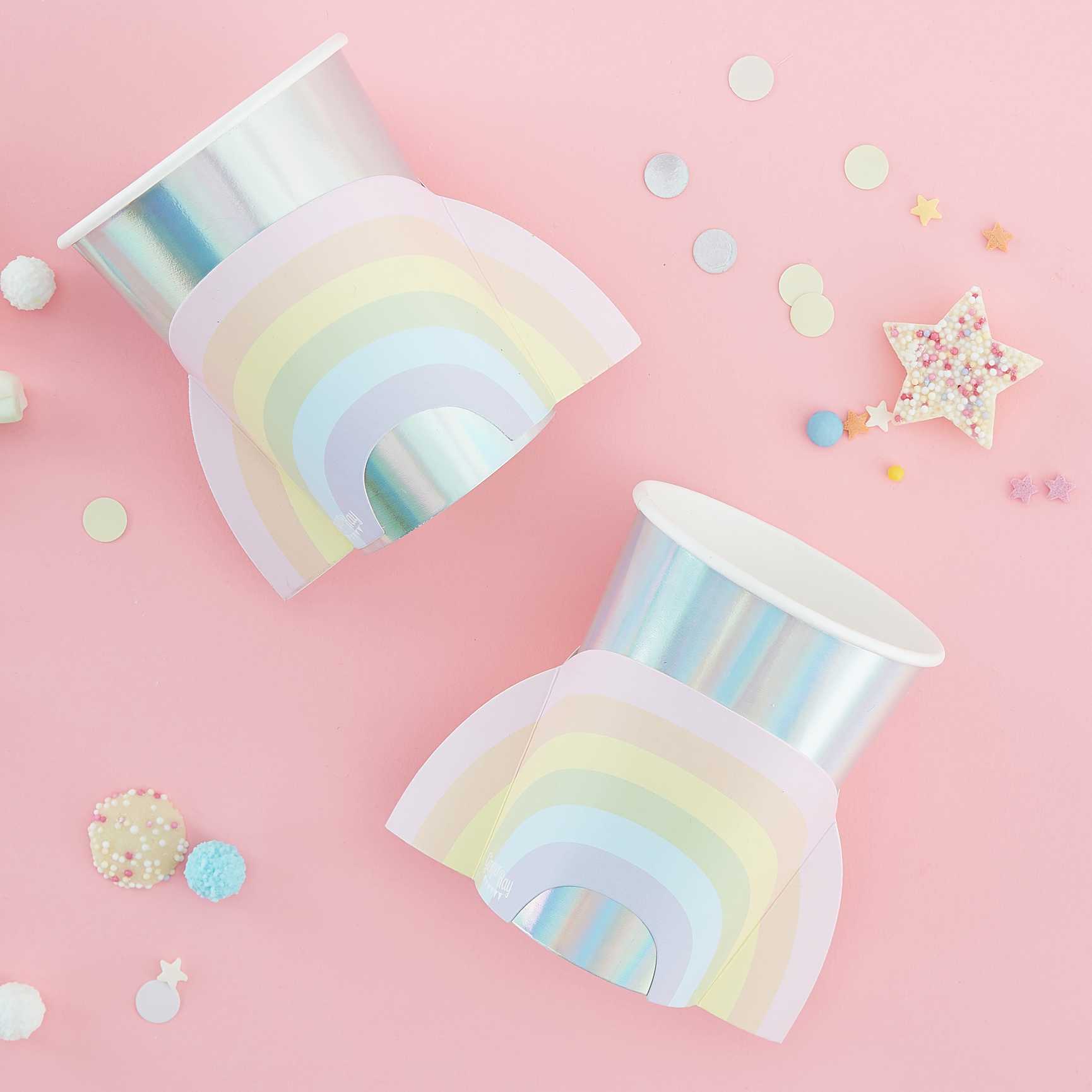 Pastel & Iridescent Rainbow Cup Pk/8 Ginger Ray