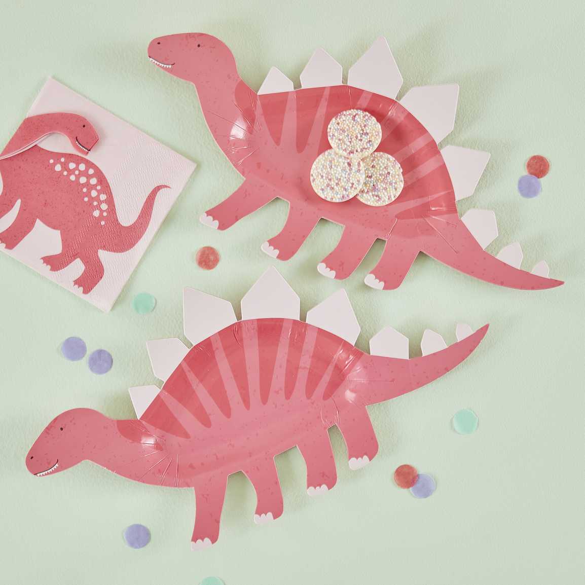 Dino Pink Paper Cake Plates Dinosaur Pk/8