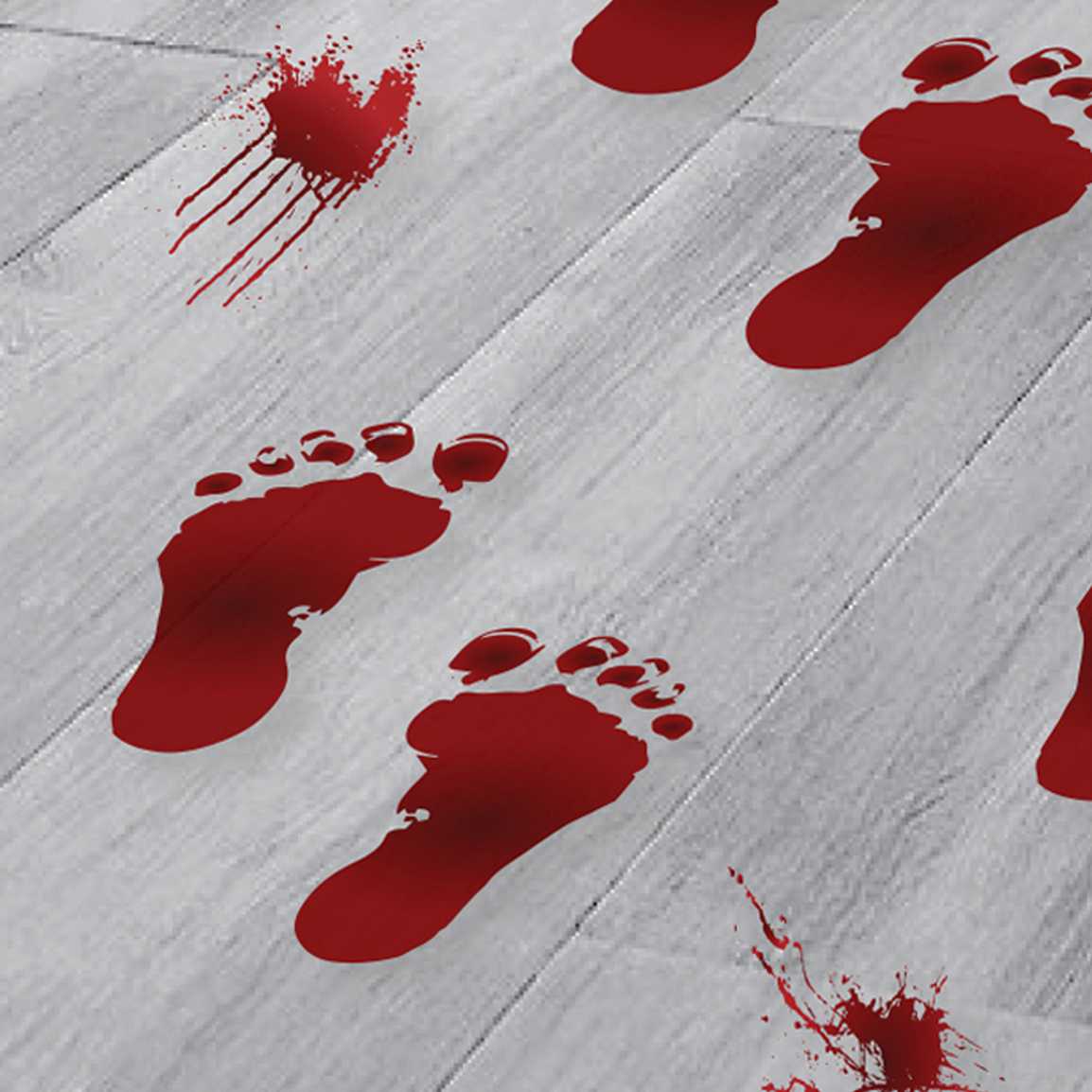 Fright Night Blood Splatter & Footprint Halloween Floor Stickers