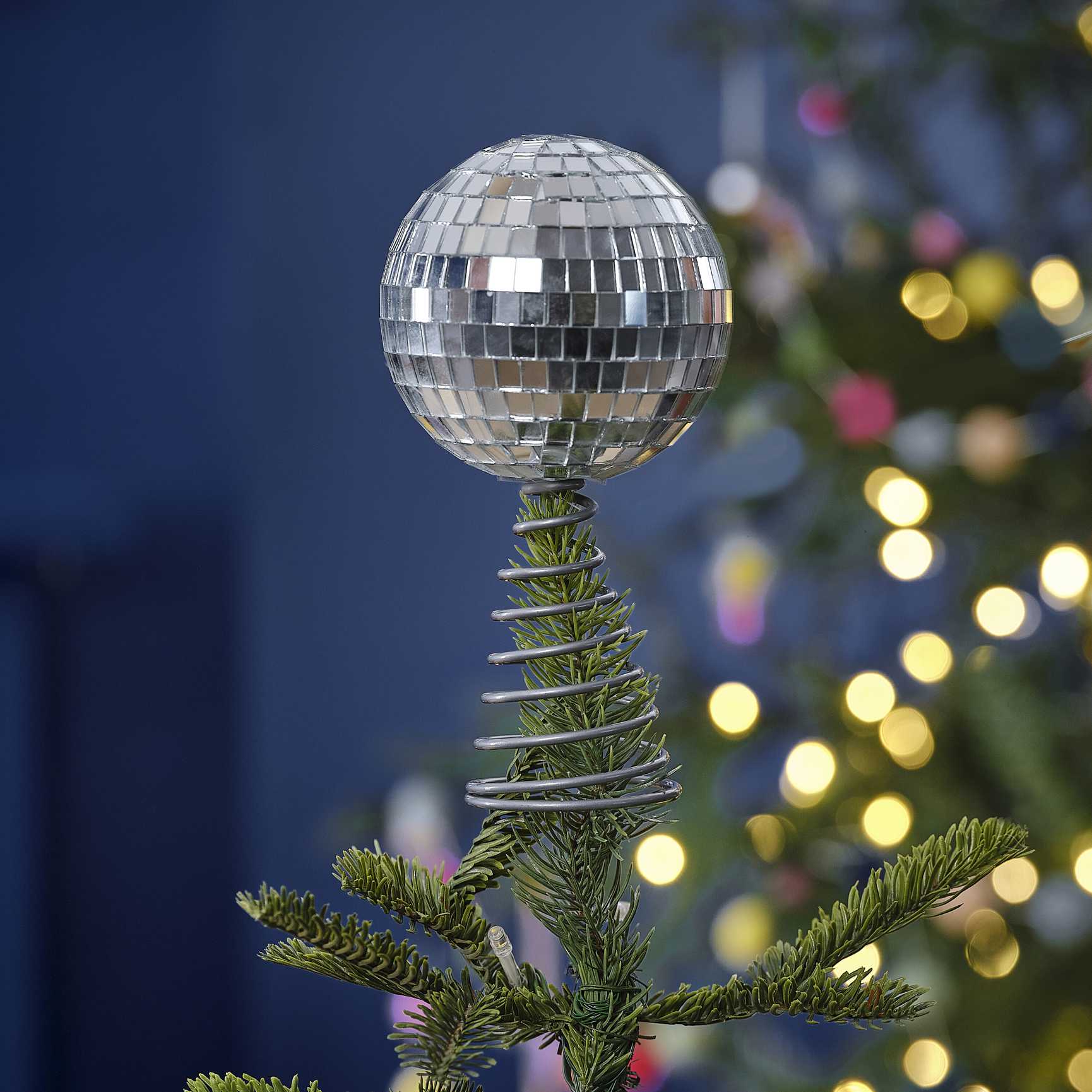 Merry & Bright Silver Disco Ball Tree Topper Ginger Ray