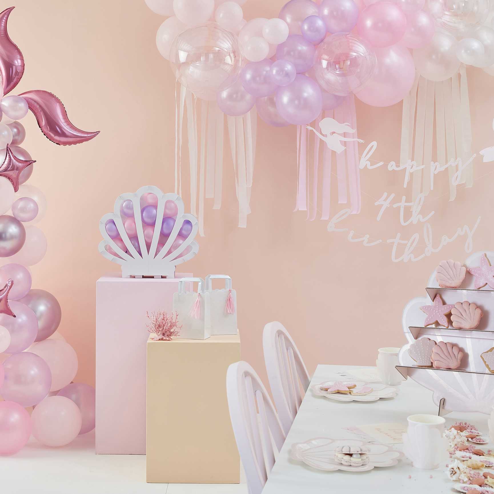 Mermaid Pearlised Pink & Shell Confetti Balloon Bundle Pk/5