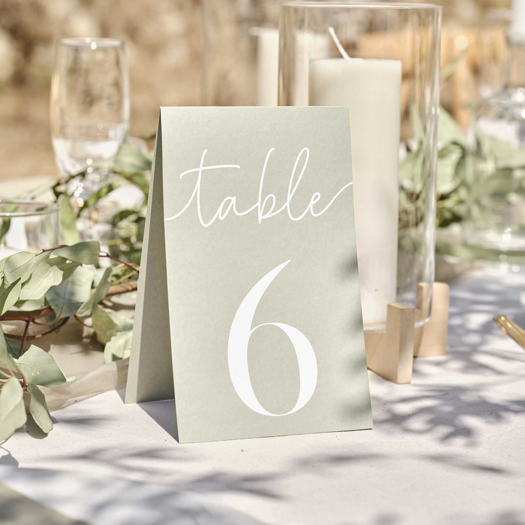 GR Sage Wedding Table Numbers