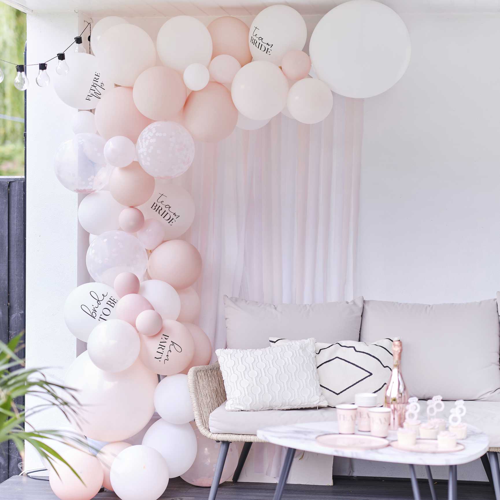 White, Pink & Confetti Hens Party Balloon Arch Kit