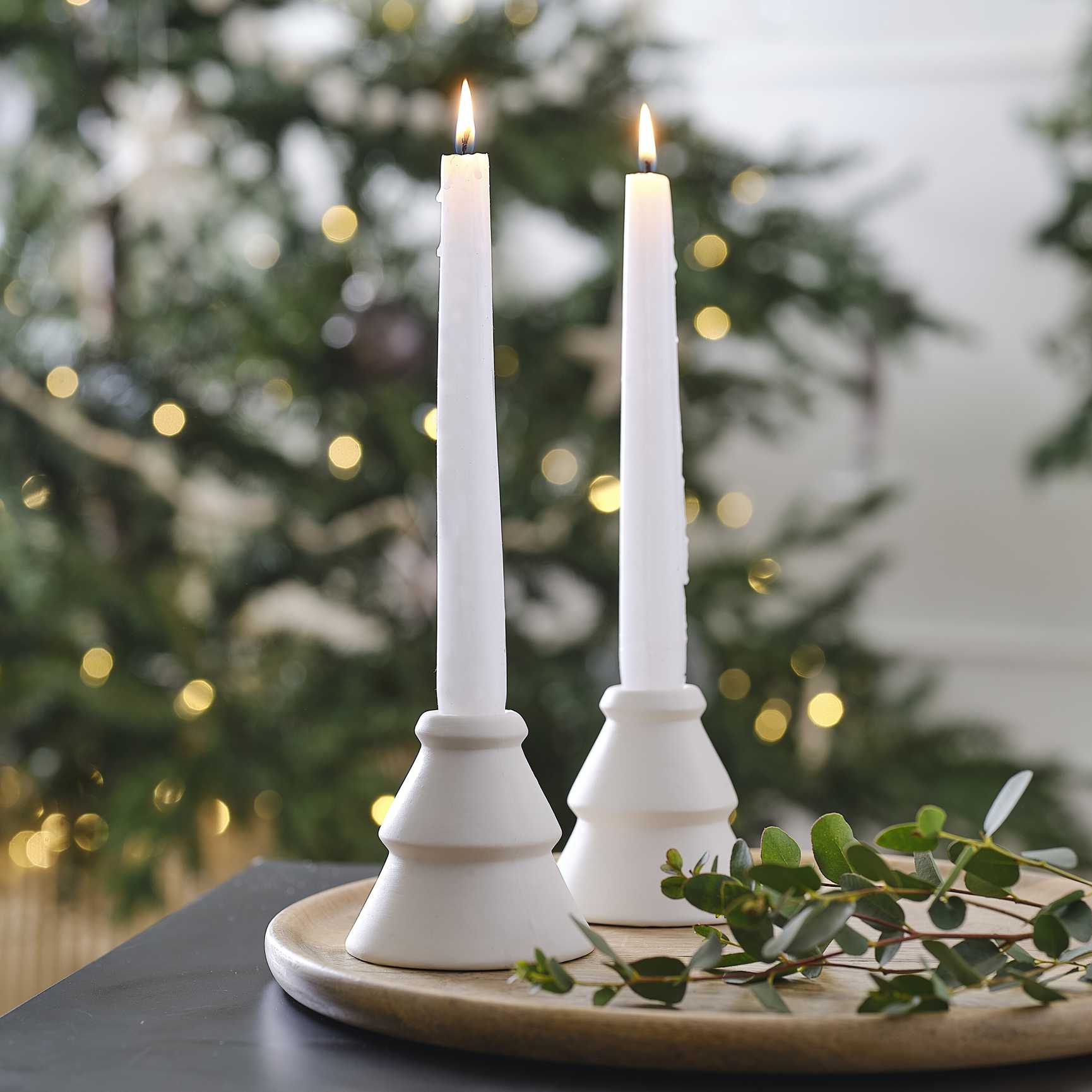 Christmas Ceramic Tree Candle Holder White Ginger Ray