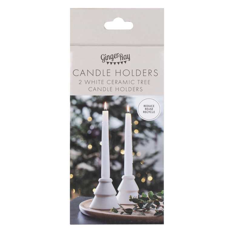 Christmas Ceramic Tree Candle Holder White Ginger Ray