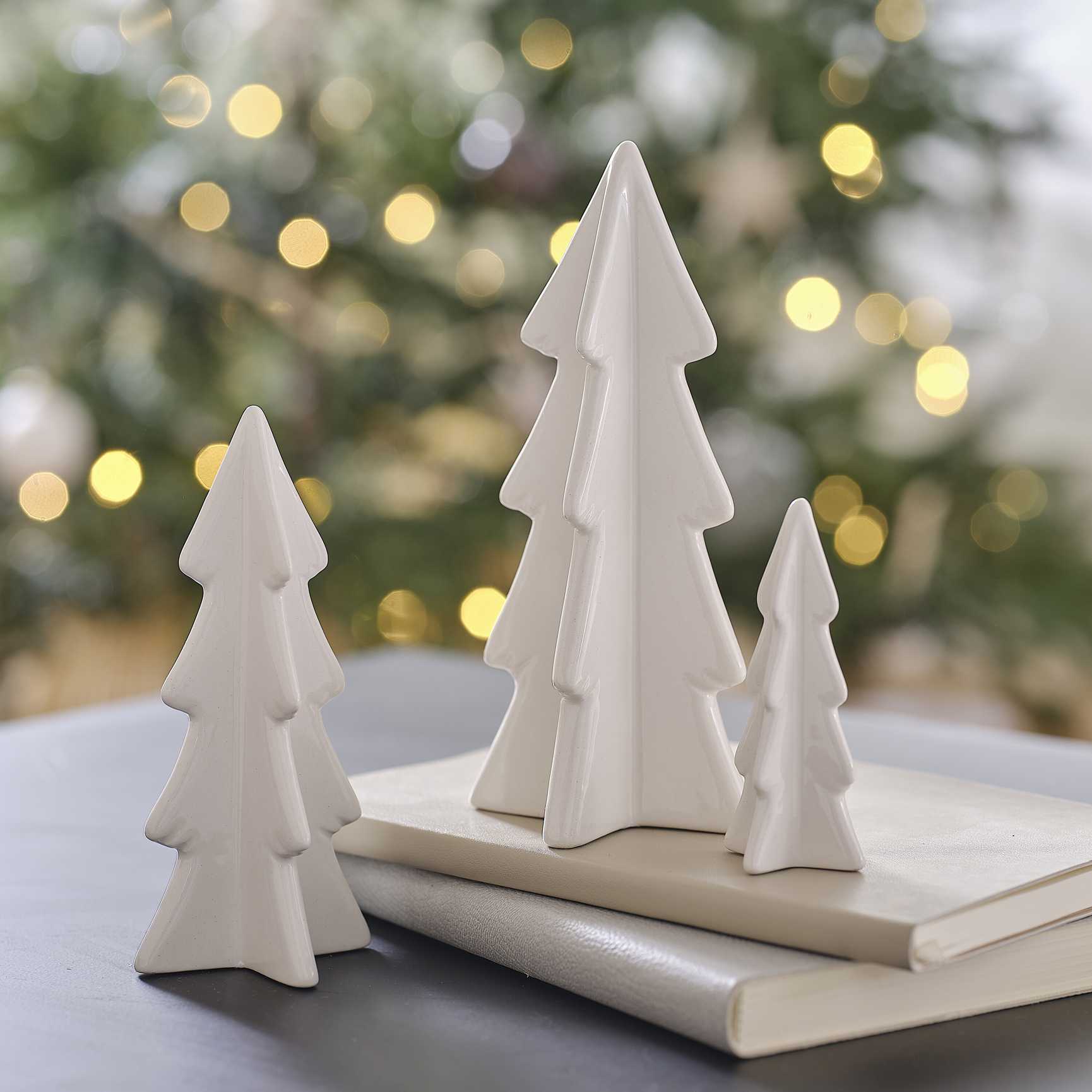 Christmas Ceramic Tree Decorations White Pk/3 Ginger Ray