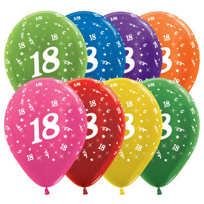 Sempertex 30cm Age 18 Fashion Assorted Latex Balloons, 25PK