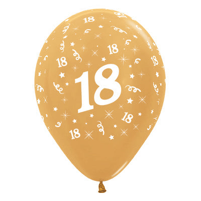 Sempertex 30cm Age 18 Metallic Fuchsia Latex Balloons, 25PK