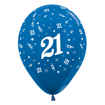 Sempertex 30cm Age 21 Metallic Black Latex Balloons, 25PK