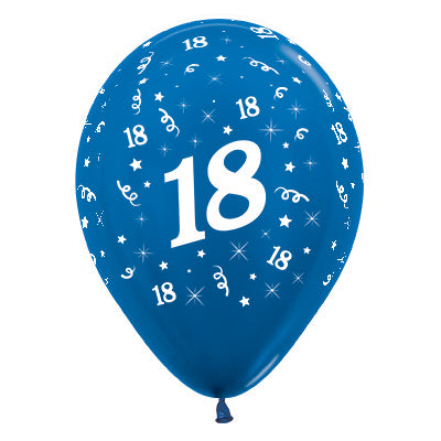 Sempertex 30cm Age 18 Metallic Black Latex Balloons, 6PK