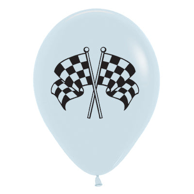 Sempertex 30cm Racing Flags Fashion  Black & White  Ink Latex Balloons, 6PK