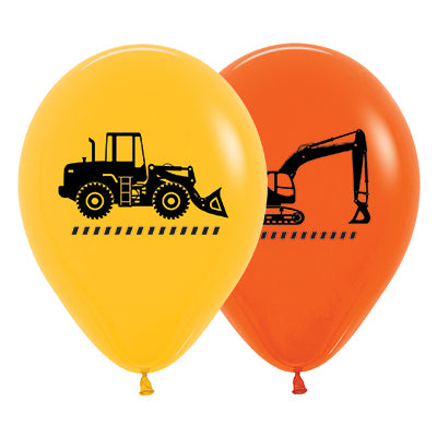 Sempertex 30cm Construction Trucks Fashion Orange Latex Balloons, 25PK