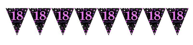 Pink Celebration 100 Prismatic Pennant Banner - Plastic