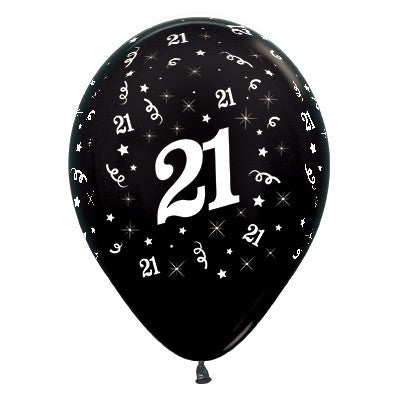 Sempertex 30cm Age 21 Metallic Assorted Latex Balloons, 25PK