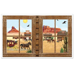 Western Desert Window Decorations Props Plastic Sheet 96cm x 157cm