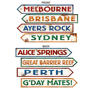 60's Street Signs Cutouts Pk/4 Cardboard 10cm x 61cm Assorted Designs & Printed on Both Sides