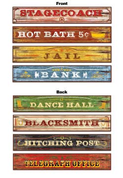 Sports Street Signs Cutouts Assorted Designs Pk/4 Cardboard 10cm x 61cm Printed on Both Sides