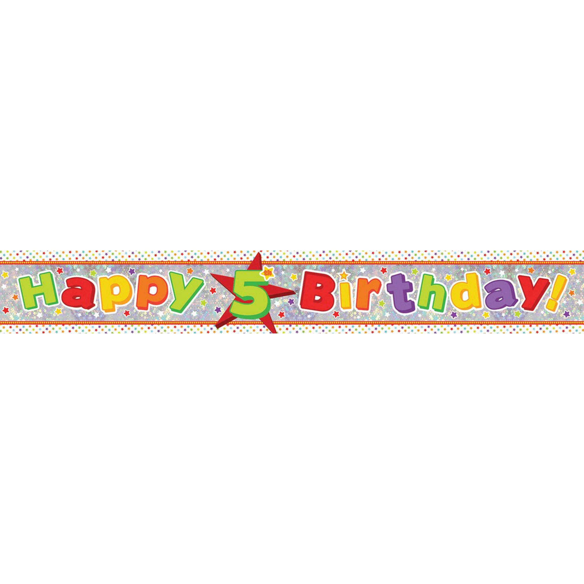 Banner Holographic Happy Birthday 4th Multi-Coloured