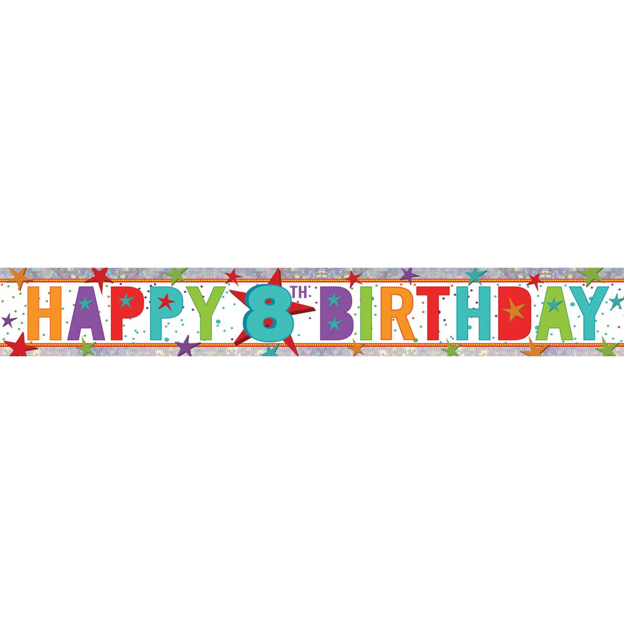 Banner Holographic Happy Birthday 7th Multi-Coloured