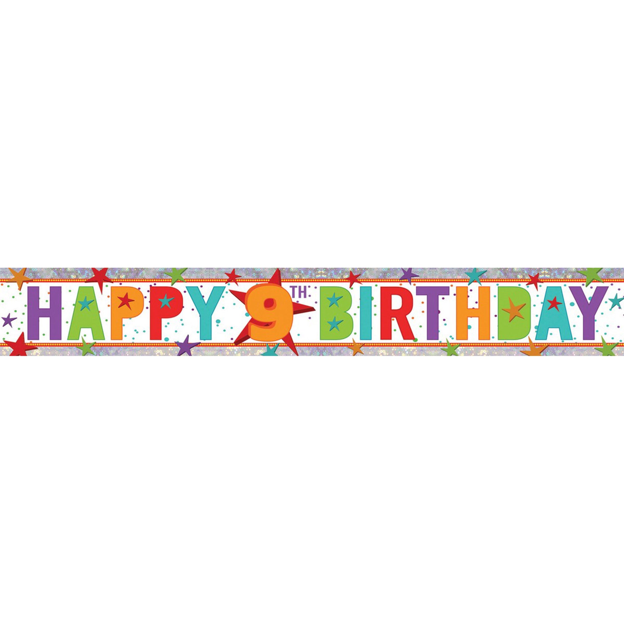 Banner Holographic Happy Birthday 90th Multi-Coloured