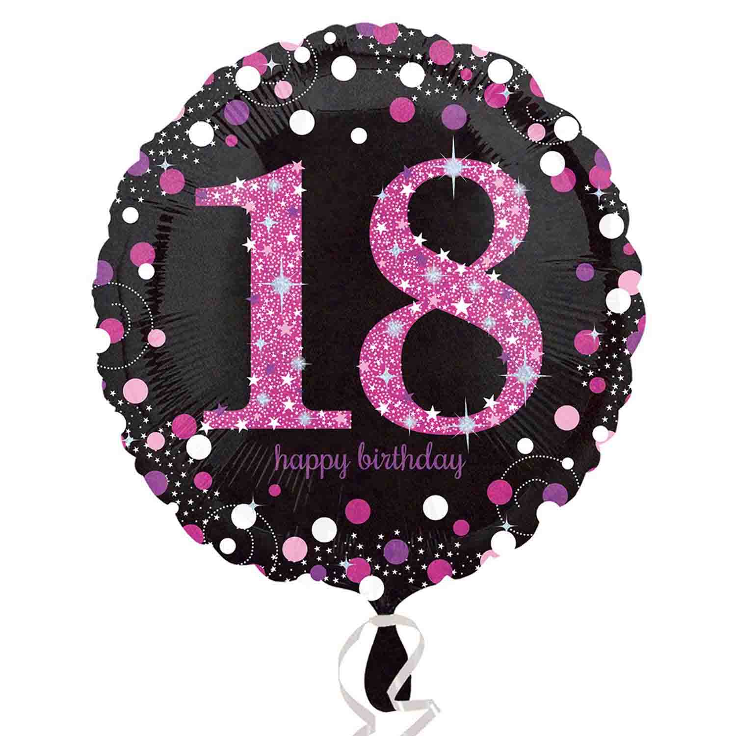 45cm Standard Holographic Pink Celebration 100 Foil Balloon 