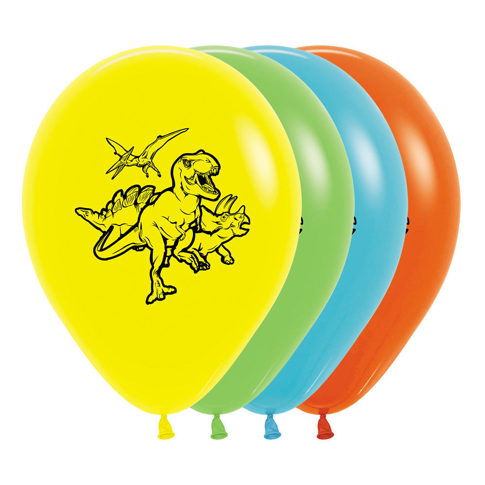 Sempertex 30cm Dinosaurs Fashion Lime Green & Orange Latex Balloons, 25PK