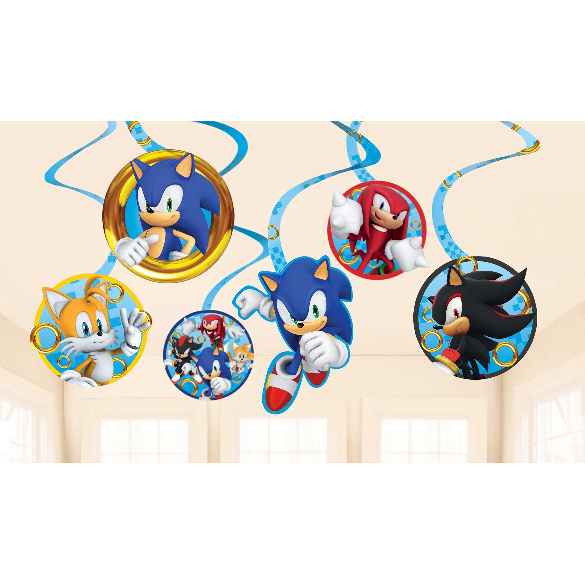 Sonic the Hedgehog Spiral Swirls Hanging Decorations Pk 12