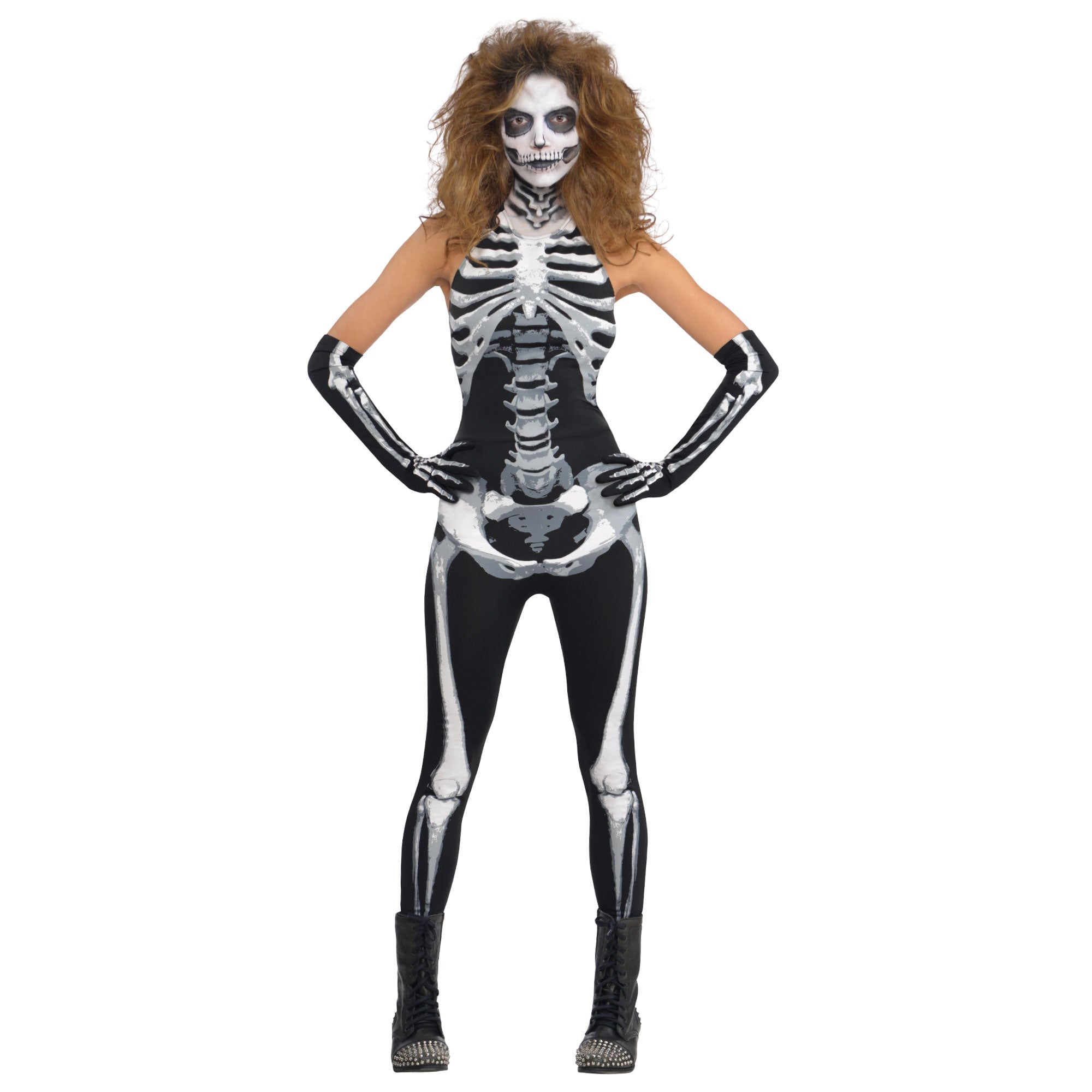 Costume Bone-A-Fied Babe Skeleton Women's Size 14-16 Jumpsuit & Gloves