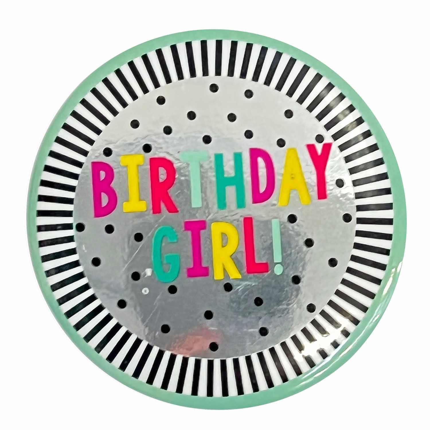 Badge Birthday Girl! Confetti 6cm
