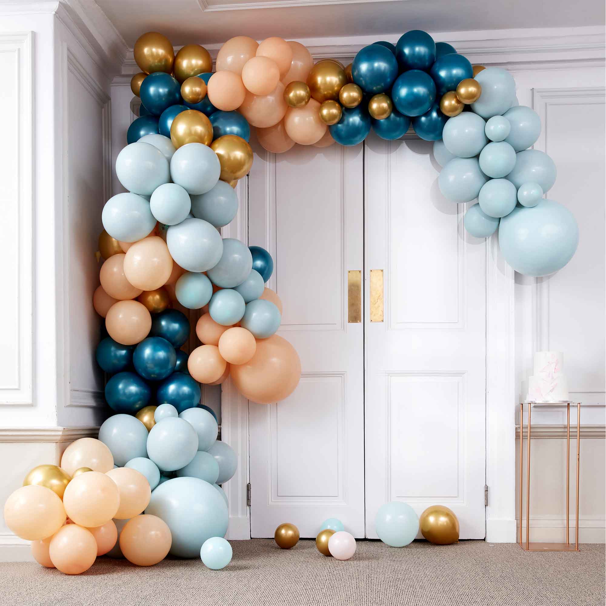 Balloon Arch Large Greens & Gold Chrome with 200 Balloons