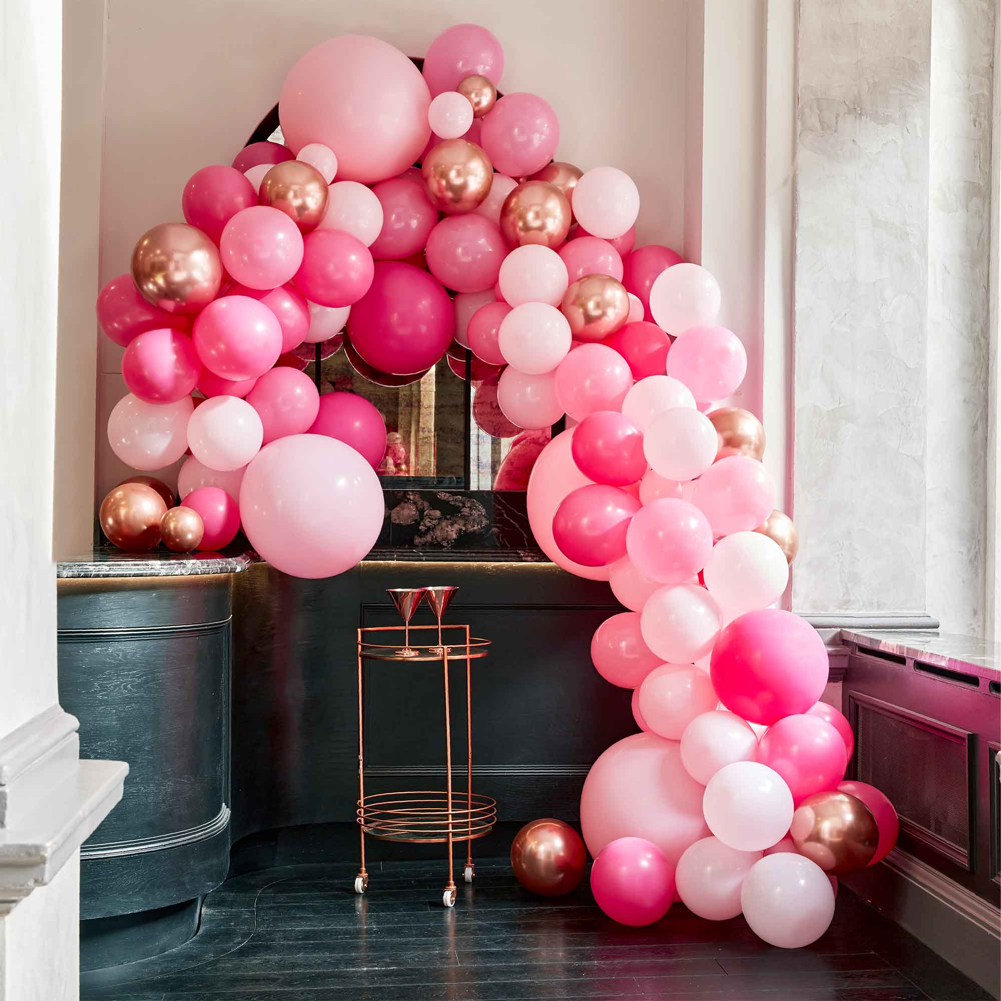 Balloon Arch Large Pink & Grey with 200 Balloons