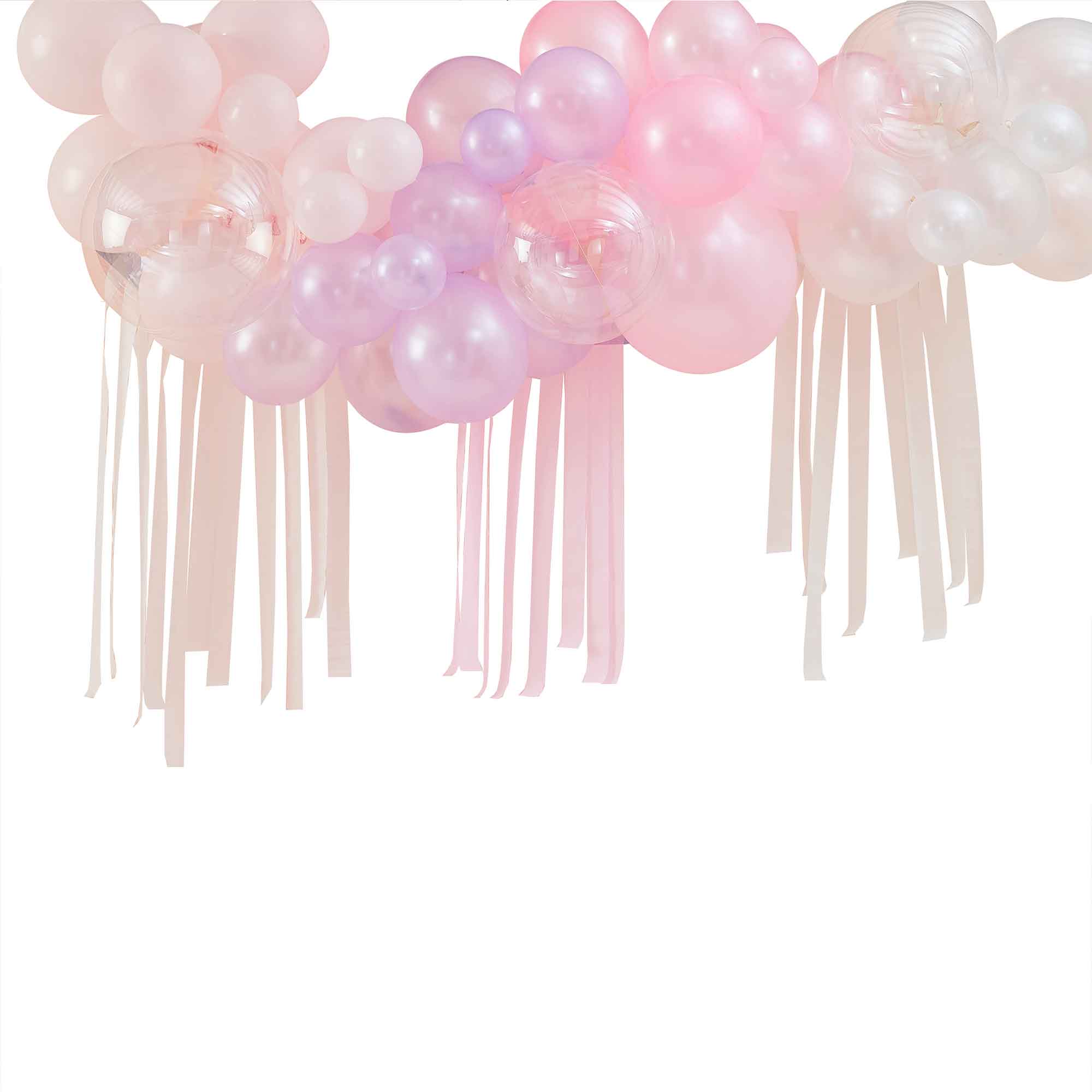 Balloon Arch Backdrop & Streamers Pastel with 59 Pieces