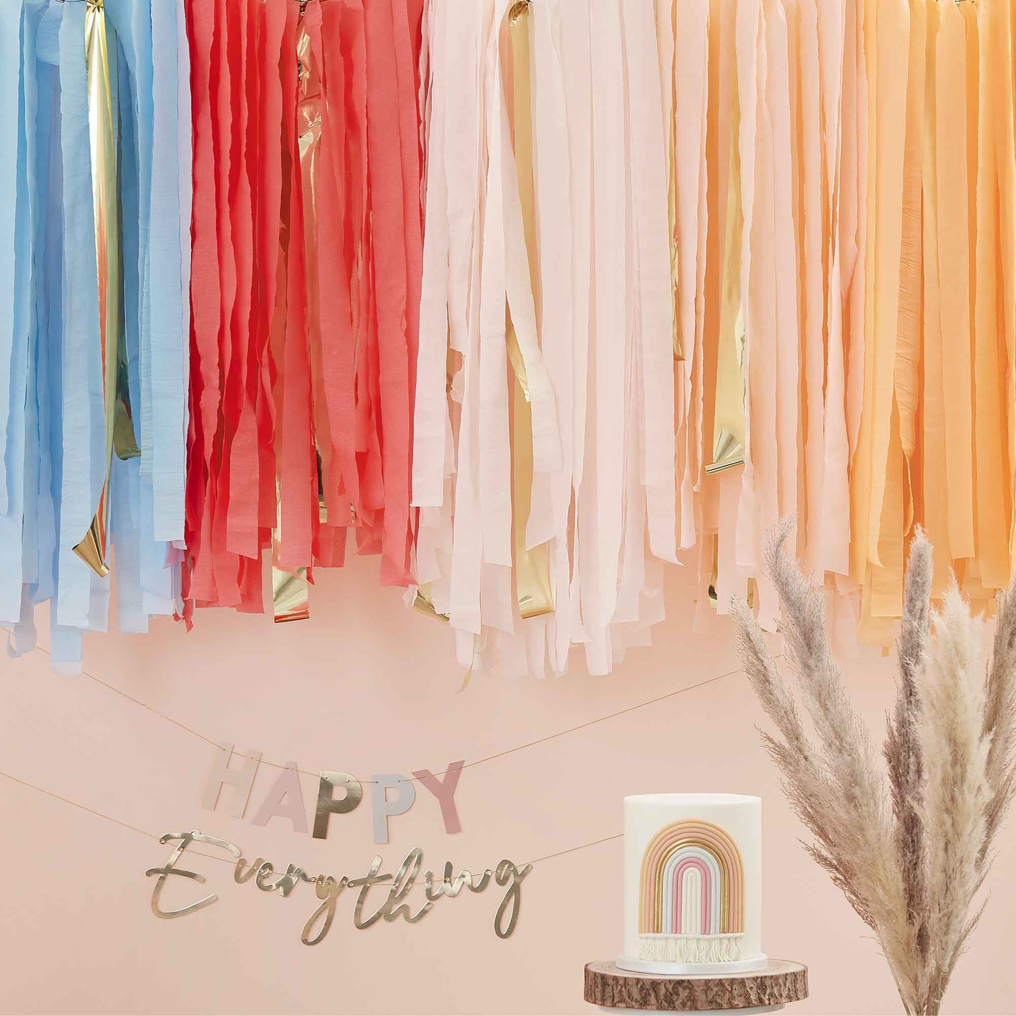 Happy Everything Backdrop Ceiling Steamers Muted Pastel Rainbow Pk/6